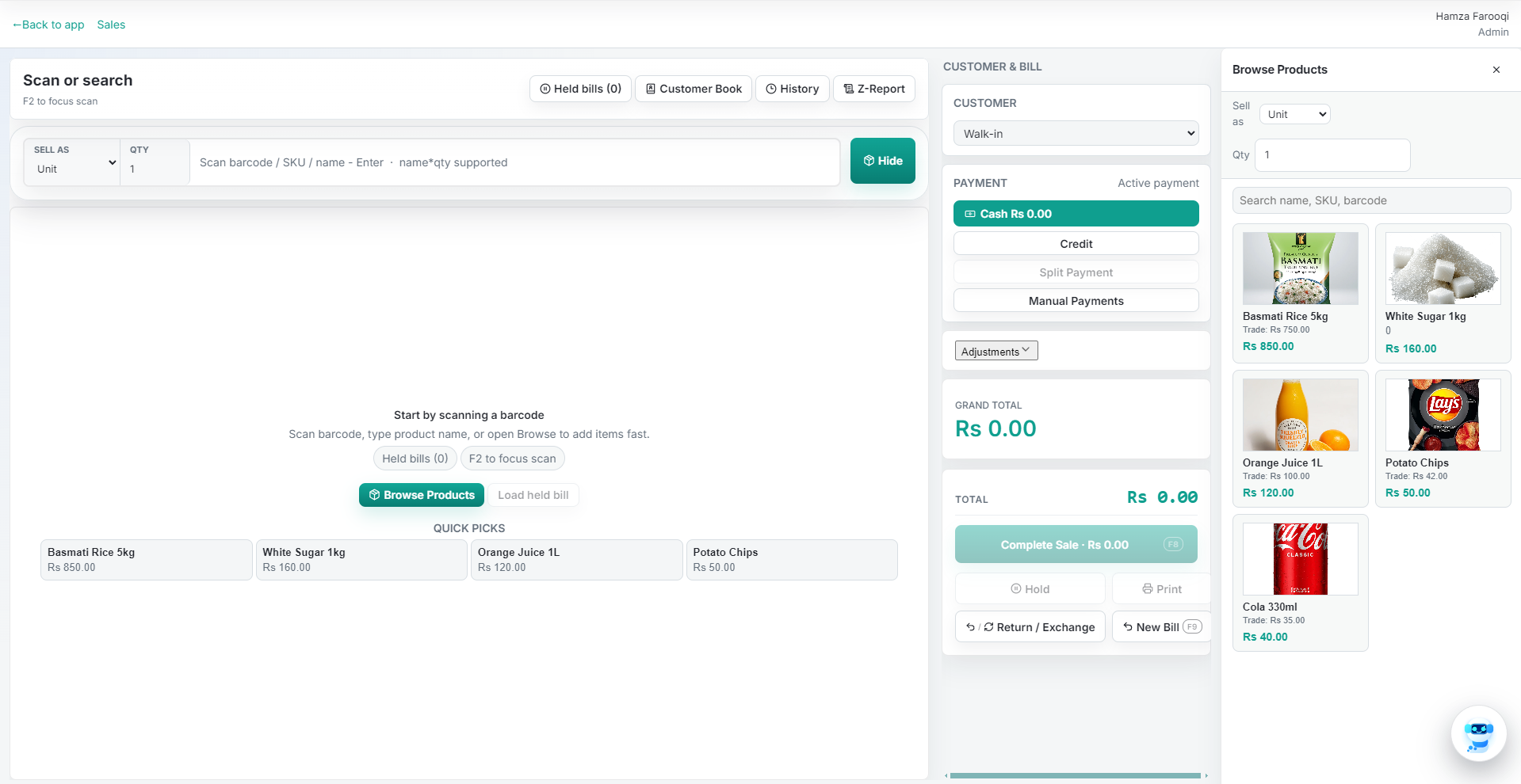 Fusion4o Sales Register screen